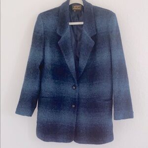 Eddie Bauer Fully Lined Wool Blend, Blue Ombre Double Button Blazer-Size Medium